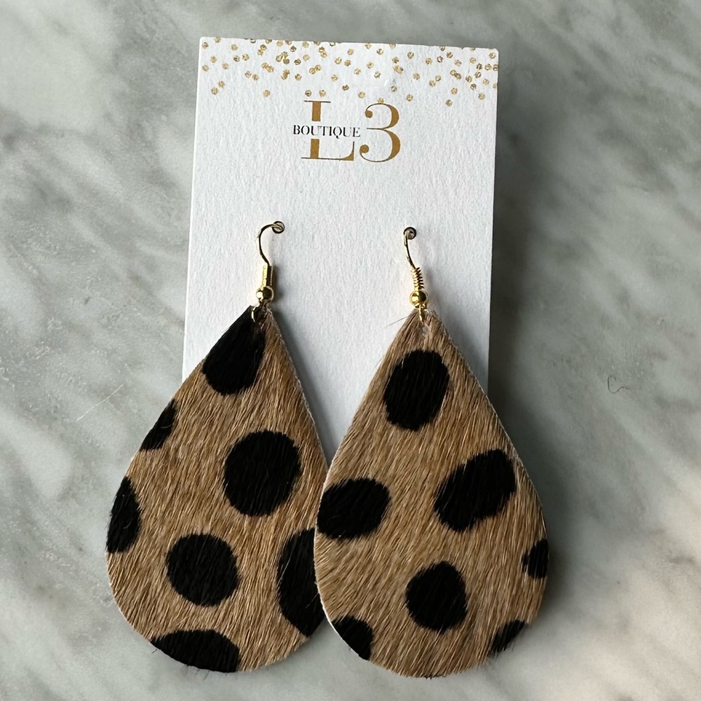 NWT Leather Teardrop Earrings